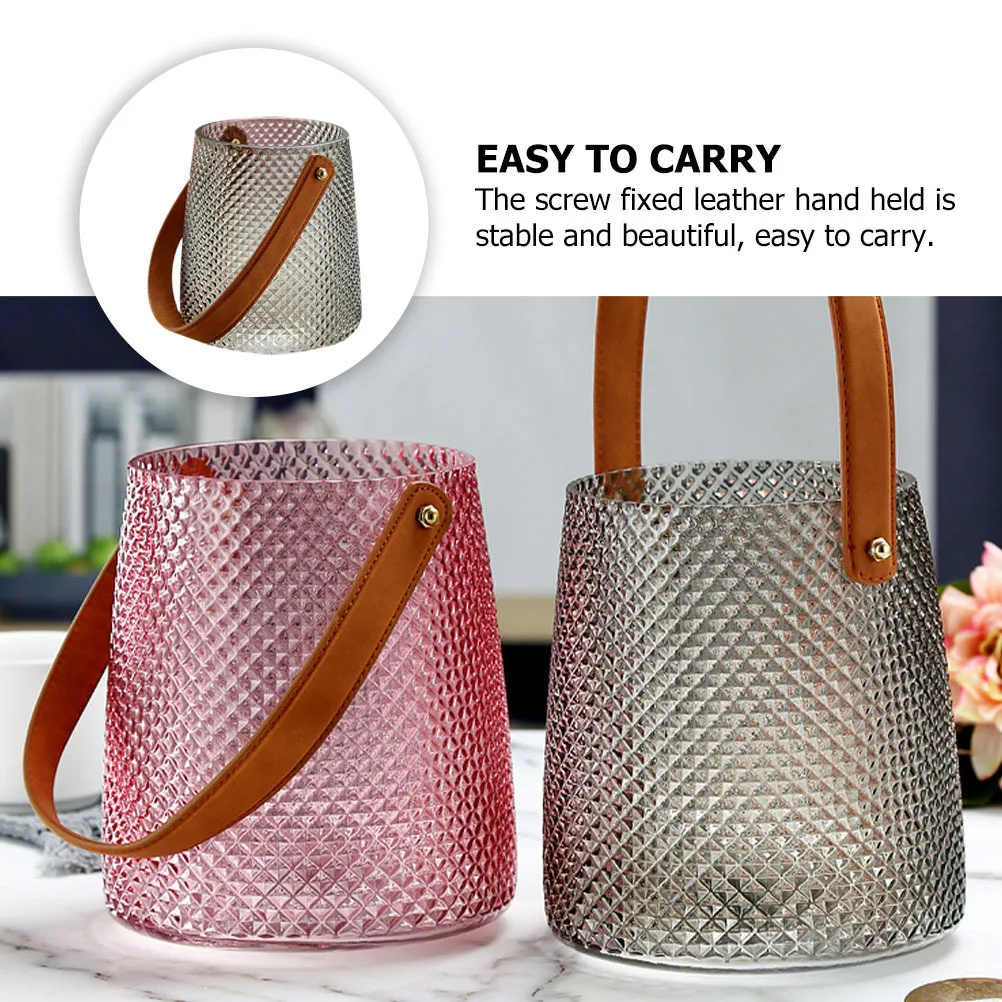 

1Pcs Hand-Held Glass Flower Vase Retro Design Thick Stable Base for Water Plant Growth Home Office Wedding Decorative Creative