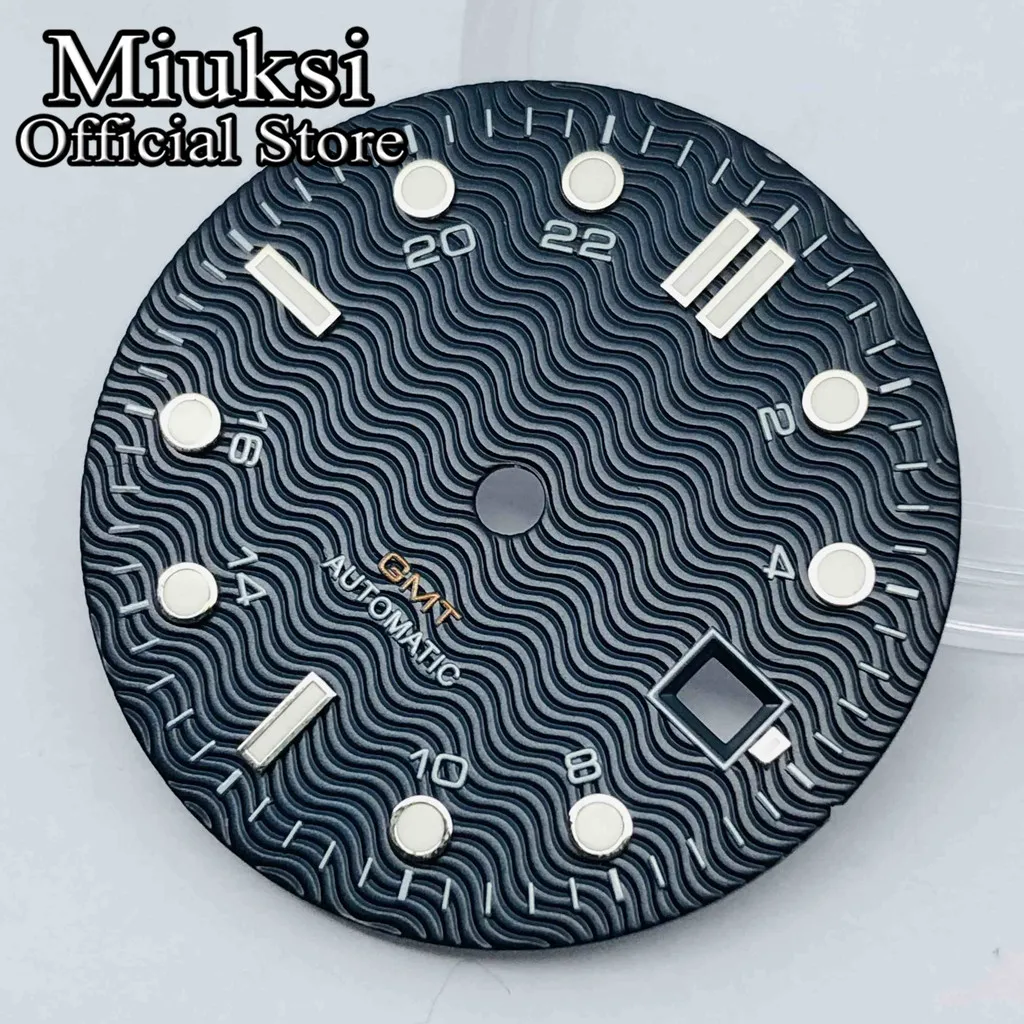 Miuksi 31mm black blue white watch dial luminous fit NH34 NH35 ETA2824 2836 Mingzhu DG2813 3804 Miyota 8205 8215 821A movement