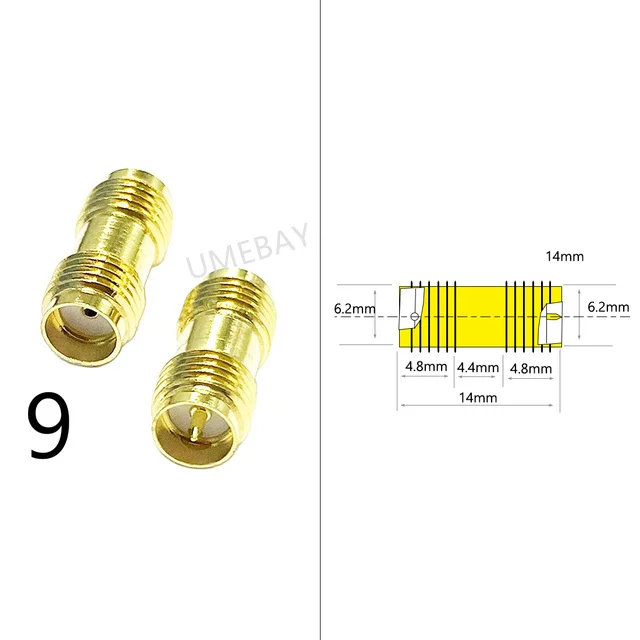 20 pack of SMA male/female RF coaxial RF connectors, right-angle T-type shunt, gold-plated