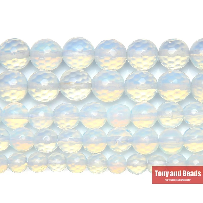 9th Aug Natural Stone Faceted White Opalite Quartz Loose Beads 15\