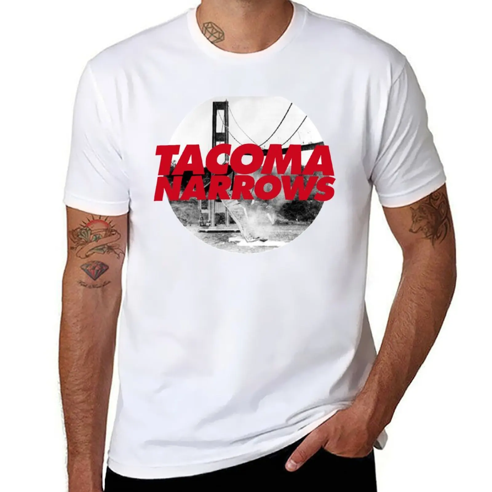 Tacoma Narrows Bridge T-Shirt baggy shirts cotton graphic tees vintage anime shirt mens t shirt