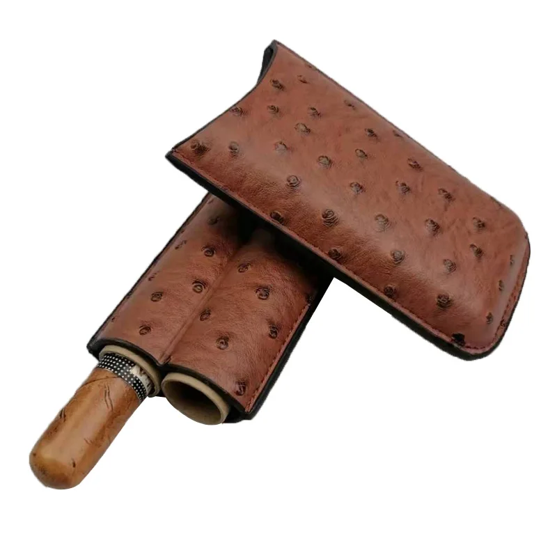 Genuine leather Cigar Case 2 Tube Cigar Holder Mini Humidor Travel Box Portable Cigar Accessory for Cohiba Cigar