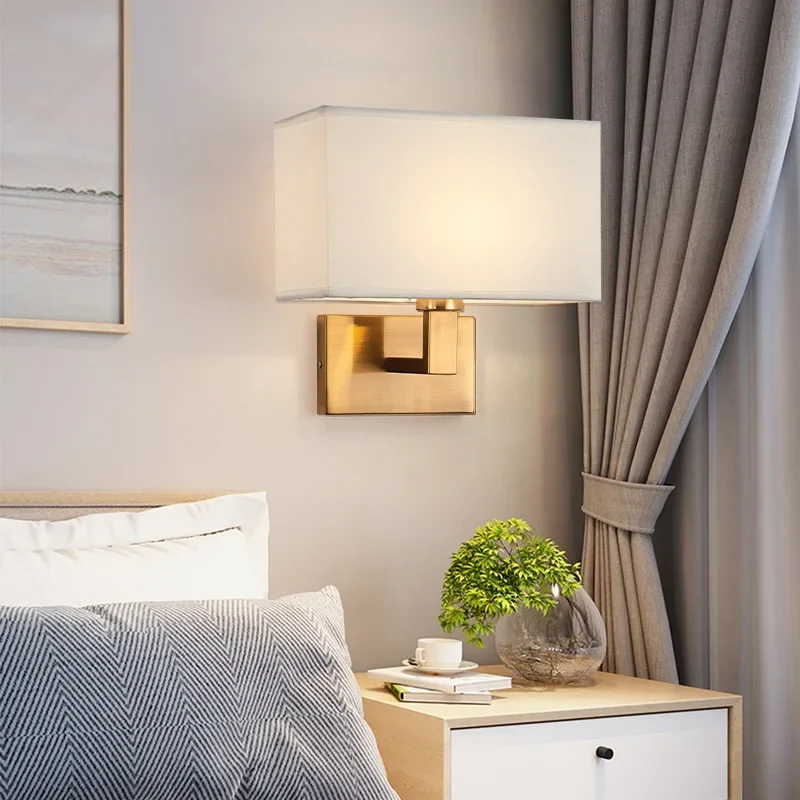 bedside wall light modern simple bedroom  cloth cover reading  American creative indoor  décoration murale salon