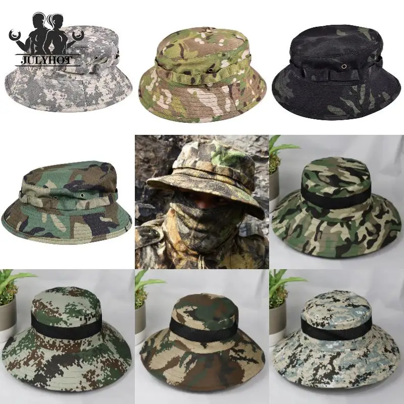 Tactical Camouflage Bucket Hats Men Women Summer Sunproof Breathable Camping, Fishing, Hiking, Military Exercise Cap Hat