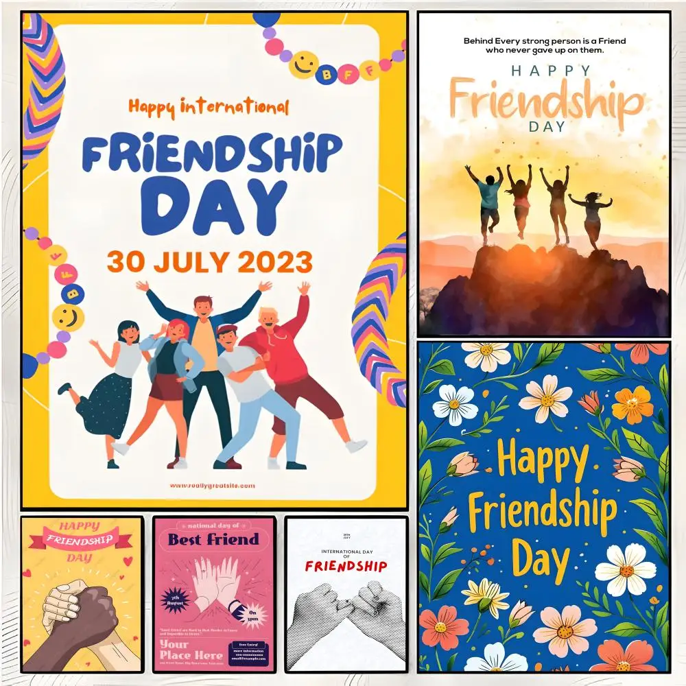 holiday global theme I-International Friendship Day Poster Superior Home Space Pub Indoor Decorative Art & Home Decor