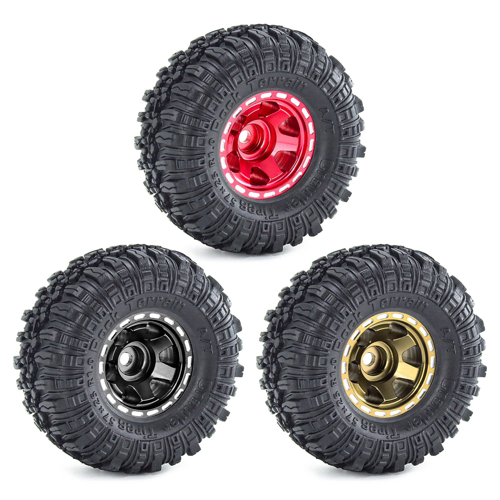 

4pcs 57mm 1.0" Metal Beadlock Wheel Tire Set For 1/18 1/24 RC Crawler Car TRX4M SCX24 AX24 FCX24 Upgrade Parts Accessories