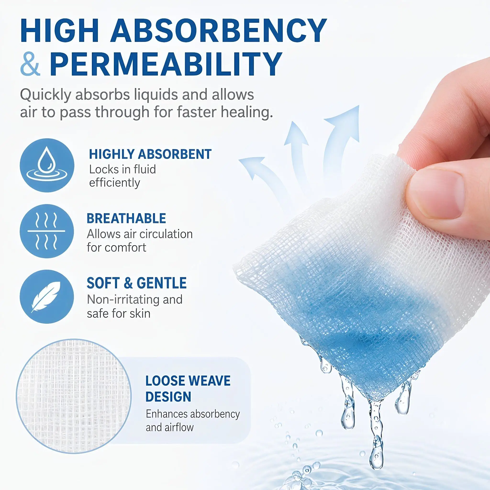 30pcs Disposable Cotton Gauze Pads Sterile Wound Dressing Bandages Wound Care First Aid Medical Use