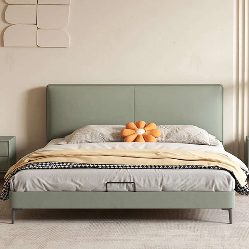 

Apartment Comfortable Bed Bedroom Master Green Simple Bed Italian Minimalist Camas Moderrnas Inteligentes Room Furniture