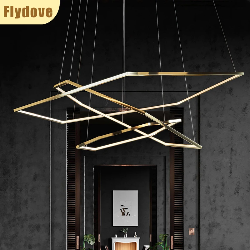 

Modern Luxury Golden Hexagonal Geometric LED Chandelier Italian Apartment Living Room Dining Room Lighting Decoration Lamp