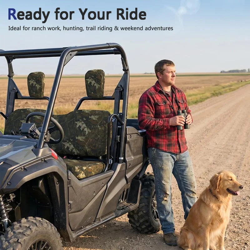 Waterproof Camo UTV Seat Cover Set UTV Wear Resistant Bench Seat Protector For Honda Pioneer 700 700-4 2014-2025 UTV Accessories