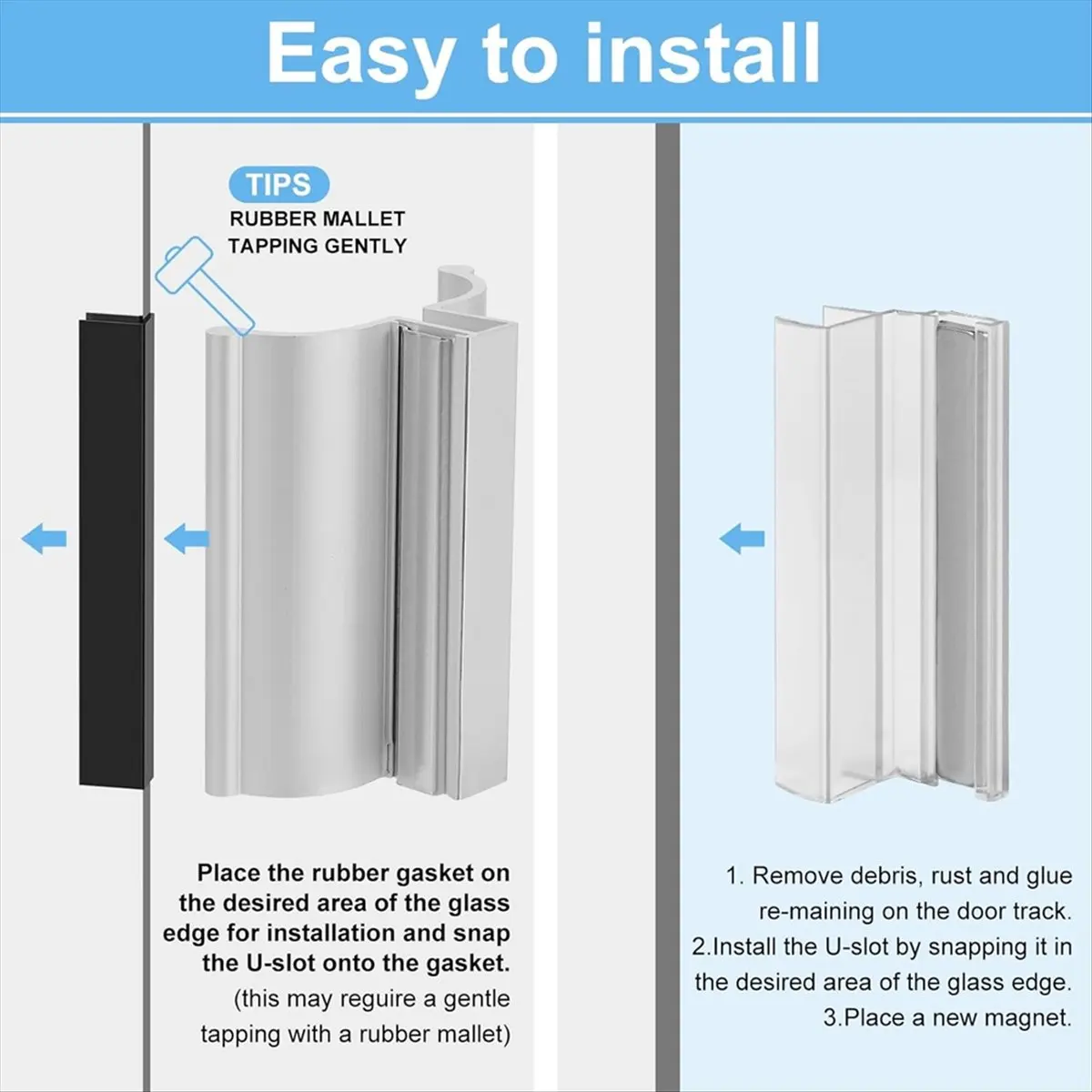 HGHO Shower Door Magnet 3Inch Chrome Frameless Shower Door Handle