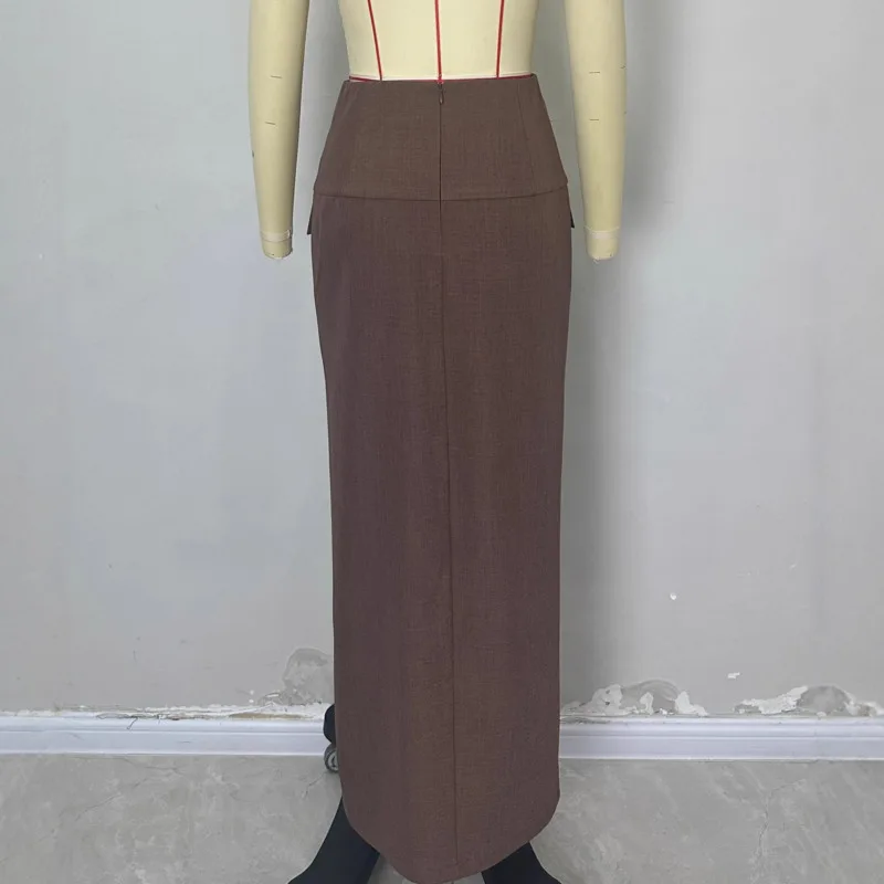 Spódnica damska HKSH na wiosnę i jesień, jednolita, z rozcięciem z boku, dopasowana, z wysokim stanem, elegancka, modna, do biura, formalna, model HK14481