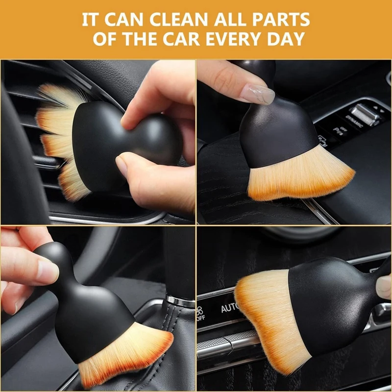 Car Brush, Car Interior Cleaning Tool, Car Cleaning Brush Dust Collector, Curved Design Dirt Dust Cleaning Brush Easy To Use