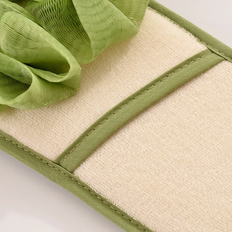 Tiras para tirar hacia atrás de flores de baño, bolas de ducha de doble cara 2 en 1, toalla de baño, exfoliante de barro, toalla de baño para frotar la espalda, tiras para frotar la espalda