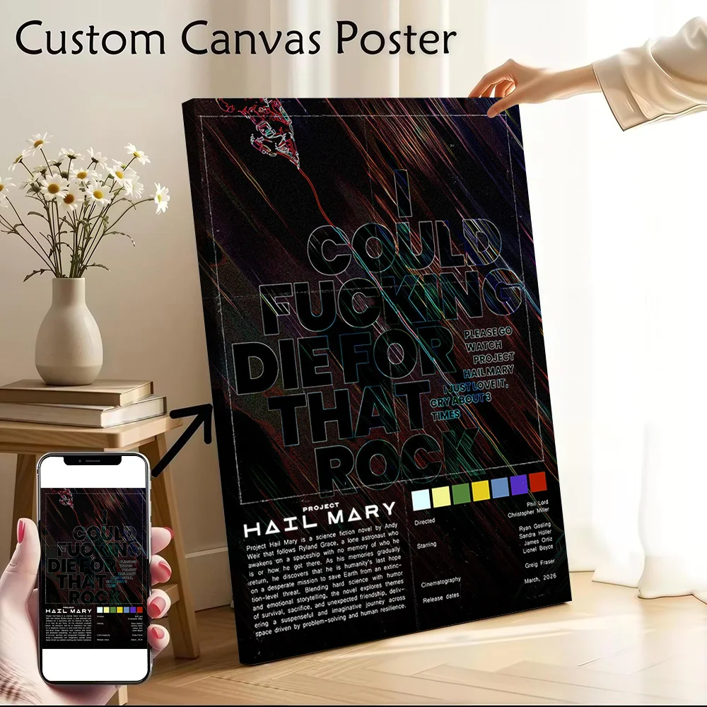 Project Hail Mary Movie Printed Canvas Wall Art Customizable Paintings Poster Perfect Gift for Specialty and Themed Home Decor