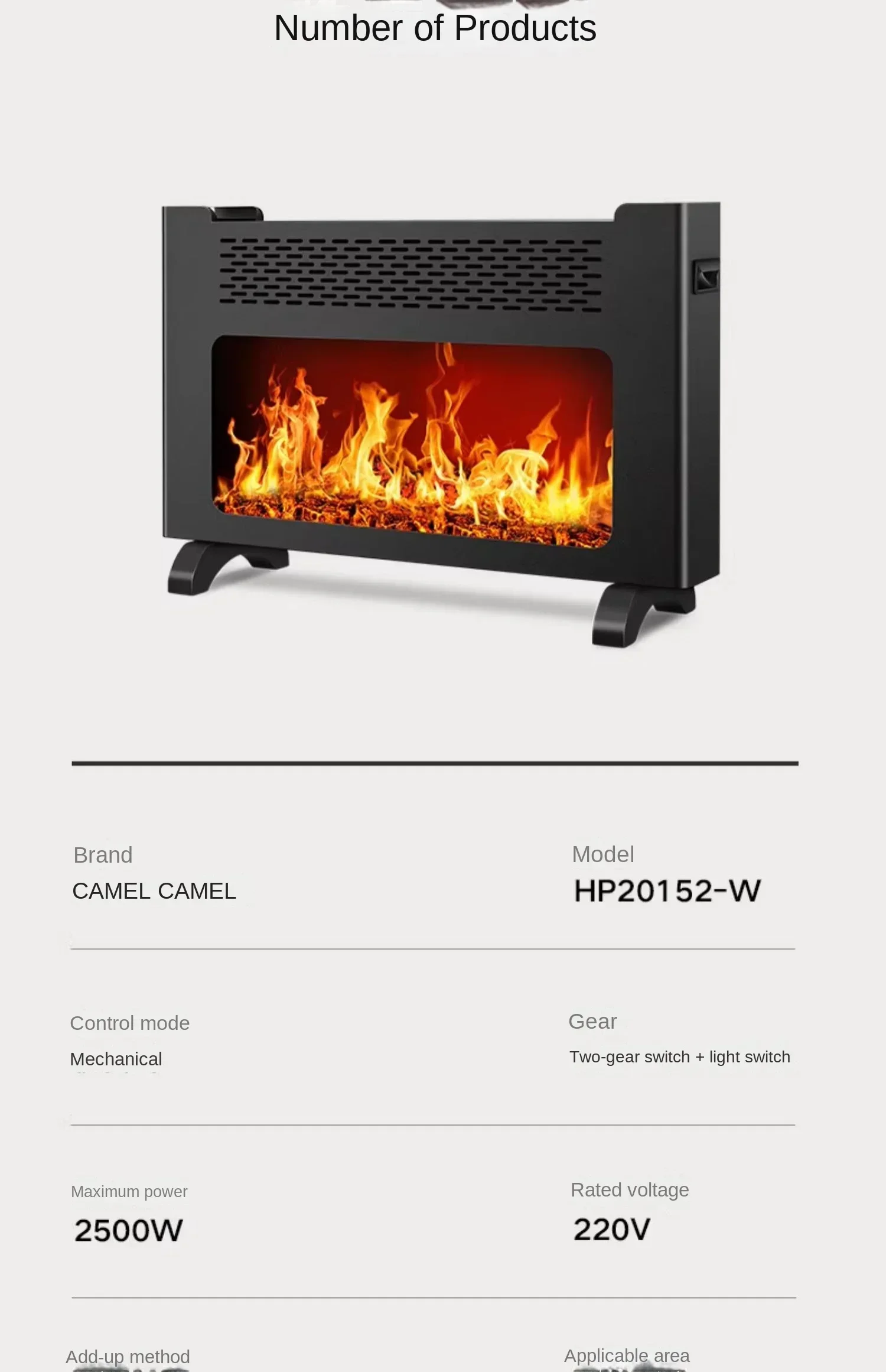 220V Camel Electric Fireplace Heater: Graphene Indoor Heater for Whole House Heating A