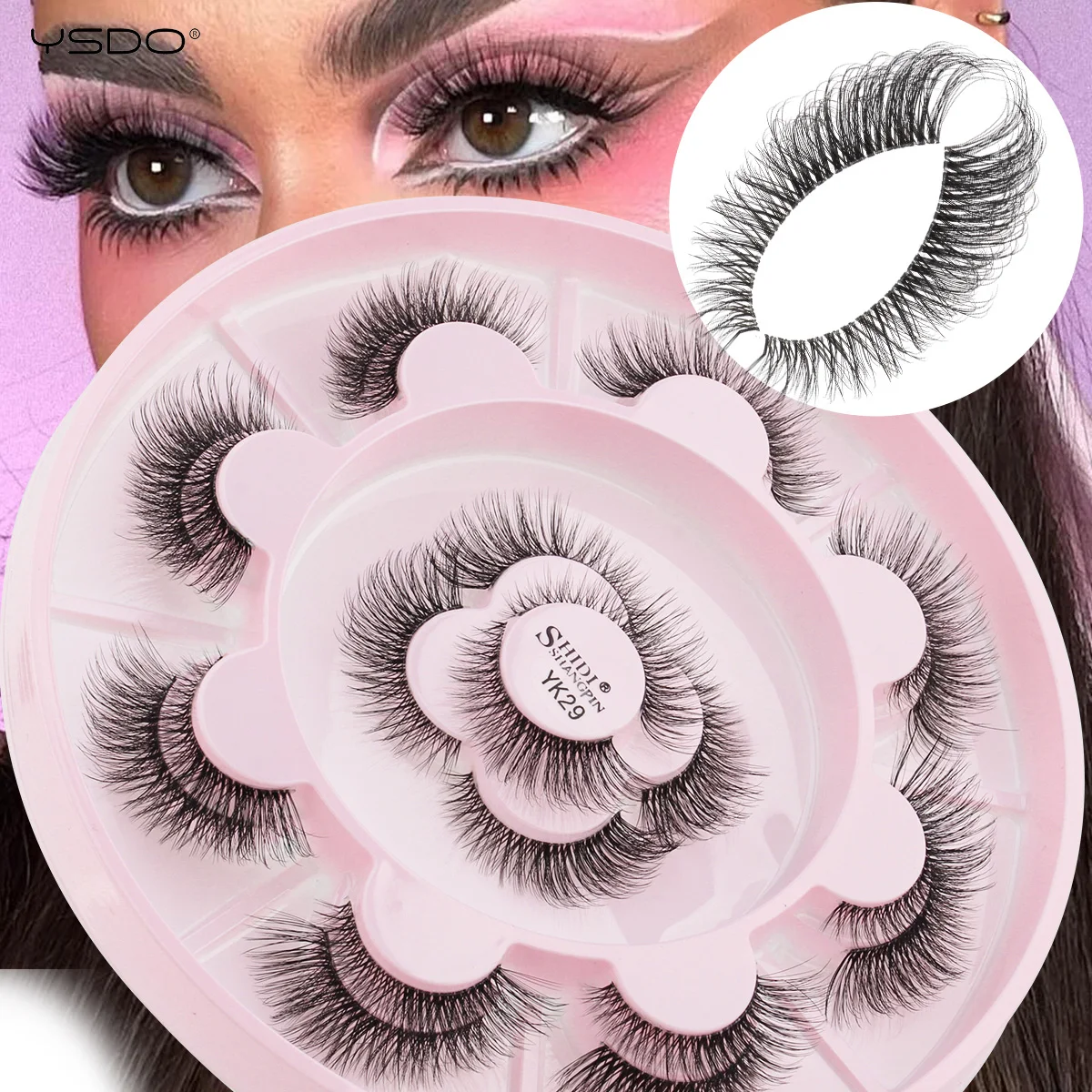 5/11Pairs Natural Eyelashes Wispy Faux Mink Eyelash Extension Fluffy False Lashes Cat Eye Style Thick Cross Lashes Makeup Cilios