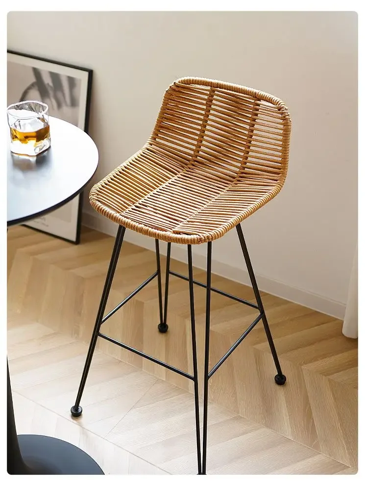 For Rattan High Chair Outdoor Rattan Bar Stool Front Desk Rattan High Chair Leisure Balcony  Bar