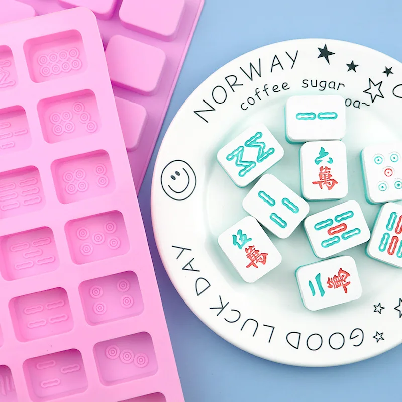 Wholesale 21-piece Mahjong Silicone Chocolate Mold Cake Decoration Ice Cube Mould Diy 656