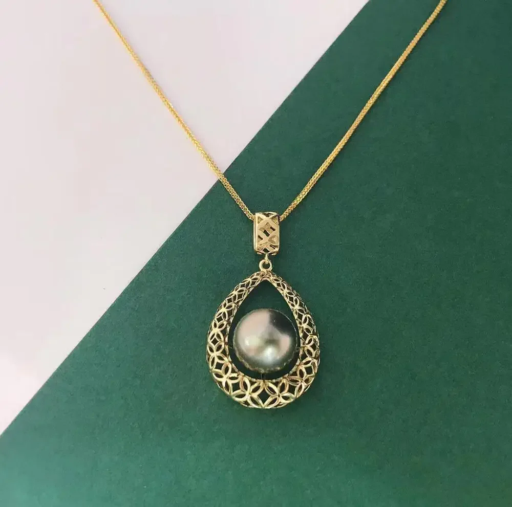 MADALENA SARARA 10-11mm Saltwater Pearl Pendant Necklace Bird Nest Tahiti Southsea  Pearl Jewelry 18k Gold Women Necklace