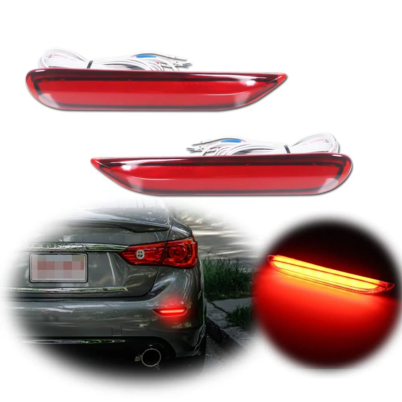 Car LED Bumper Reflector Marker Lights For Infiniti Q50 QX30 QX60 QX56 Nissan LED Brake Lights W/Sequential Turn Signal