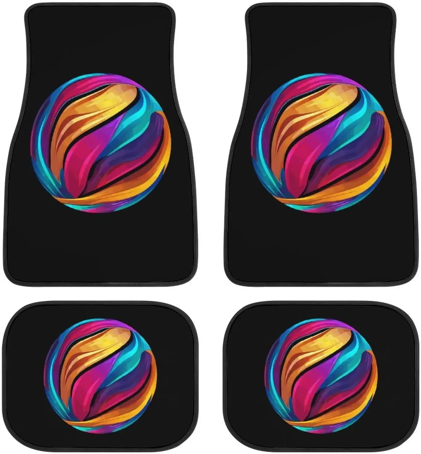 

Красочный волейбольный мяч, 4 шт., автомобильные коврики, передние и задние ковры автомобиля, универсальные автомобильные коврики, подходят для большинства автомобилей