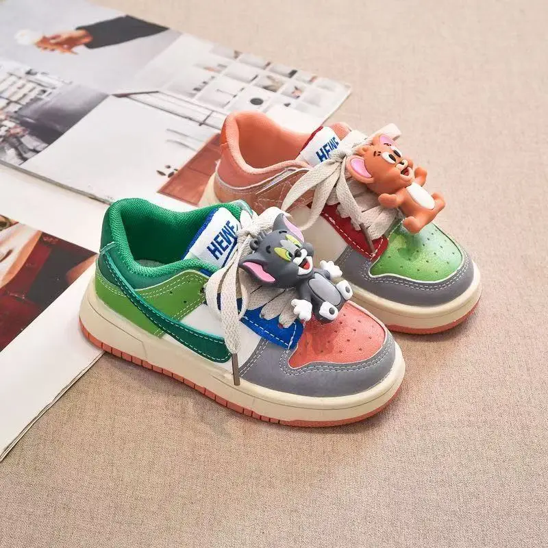 ص ‌ إيل صور 2025 جديد ربيع الخريف لطيف القط والفأر الكرتون الفتيات الأطفال أطفال أحذية رسمية sprots حذاء كاجوال الشقق