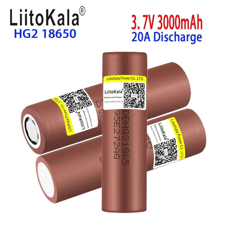 brand new 100% original LiitoKala 18650 battery，3.7v 18650 HG2 3000mAh lithium-ion rechargeable battery,continuous discharge 30A