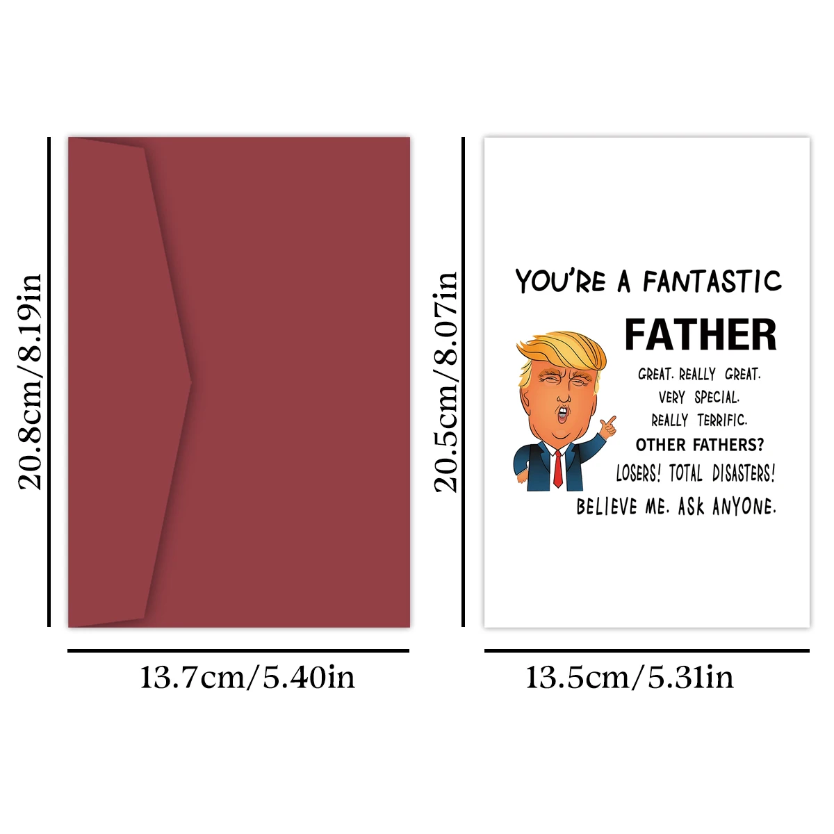 1PC Funny Fathers Day Card, Trump Father Birthday Card, Humorous Greeting Card for Dad with Envelope, Dad Birthday Card