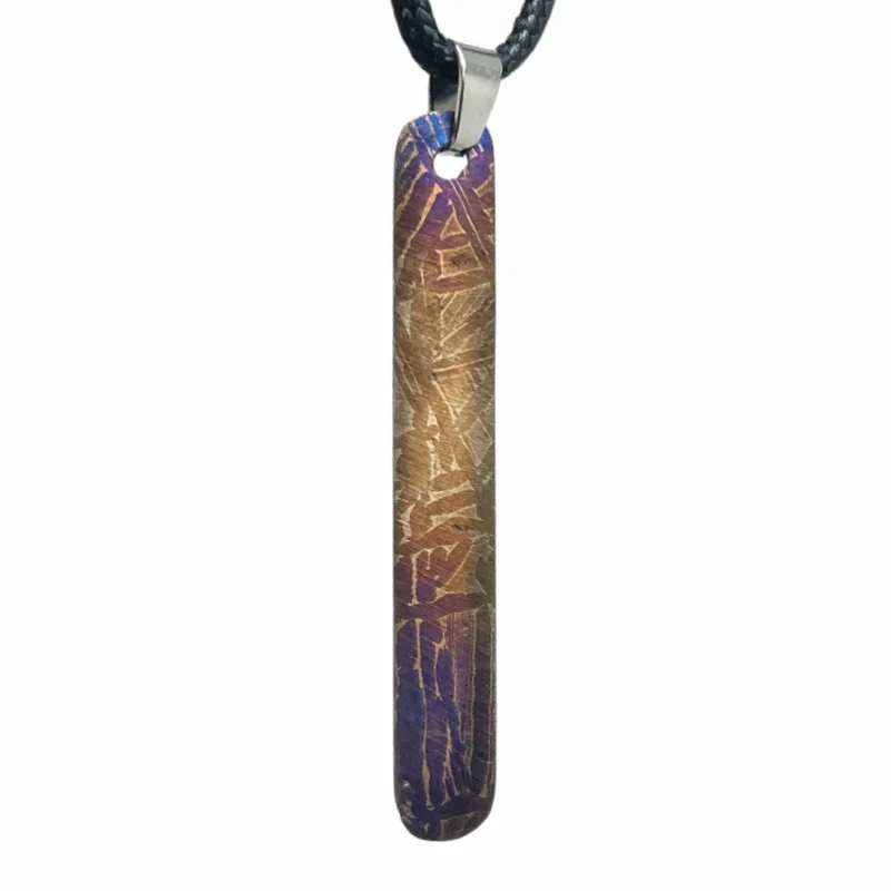 Genuine Muonionalusta Meteorite Slim Elongated Blued Bar Pendant Outer Space Mineral Necklace for Gift & Collection LK500