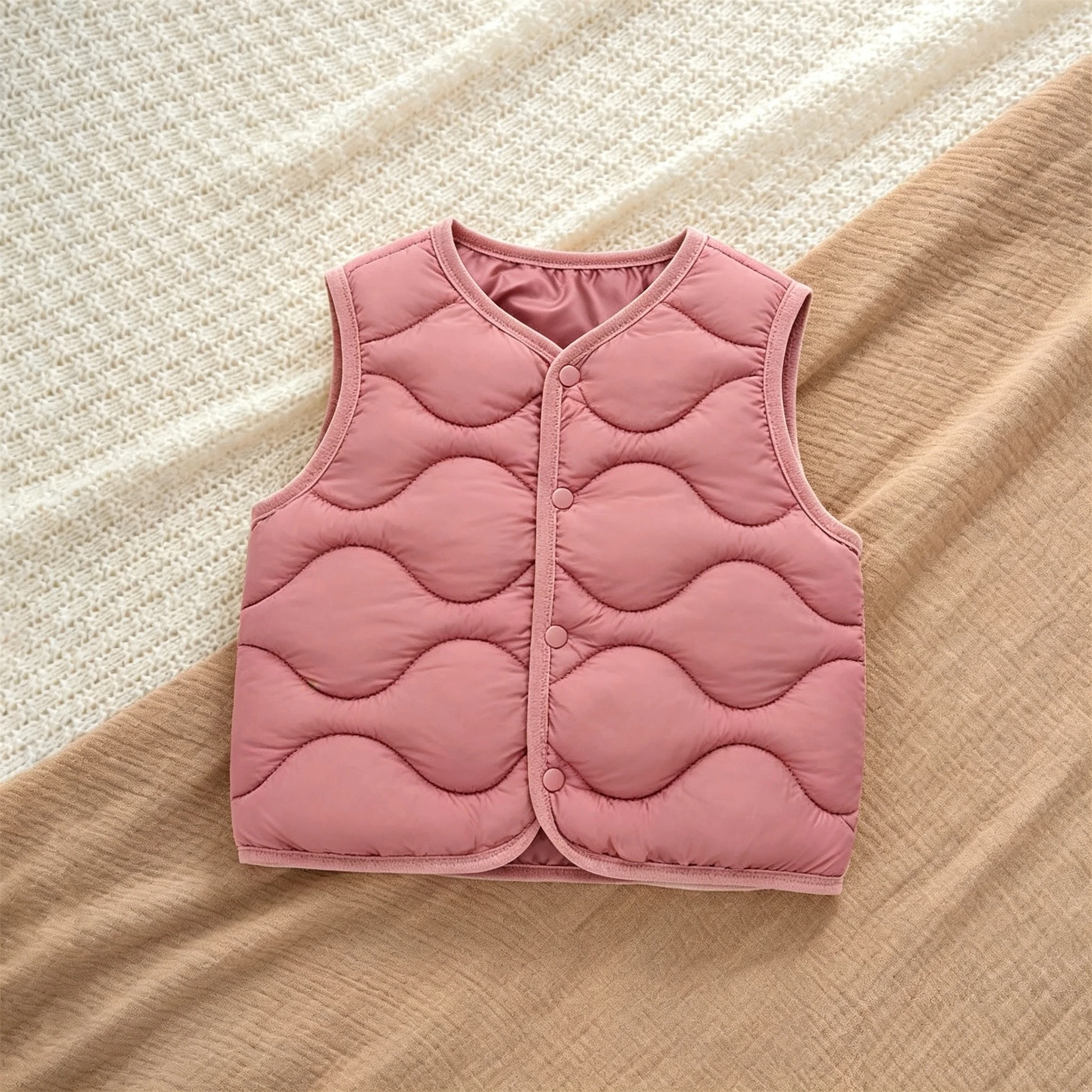 Herbst-Winter-Kinder-Baumwollwesten Einfarbig Schlichte Kinderkleidung Einfache Lässige Warme Baumwollwesten für Babys und Kinder – Detail 3