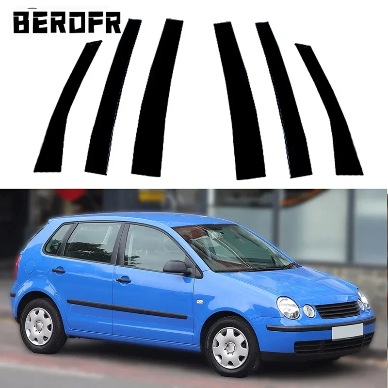 Fit For Volkswagen Polo Mk4 (9N)5-Door Hatchback 2002-2010 Gloss Black Pillar Posts Door Side Window Decor Cover Sticker
