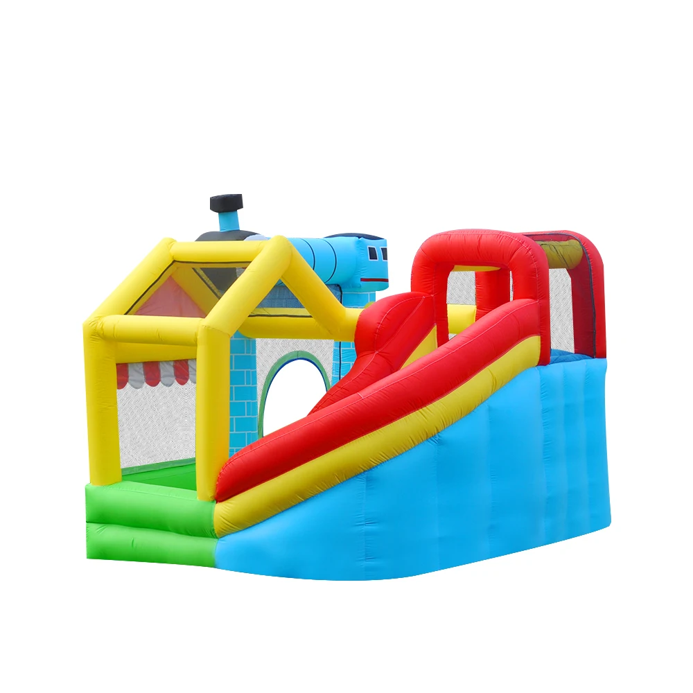 Trampoline gonflable en forme de Train, Compact et facile à ranger, petit château gonflable pour usage domestique pour enfants