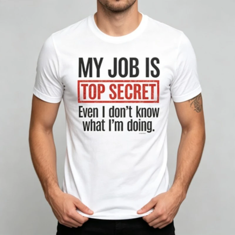 My Job Is Top Secret T Shirt Comfortable and Soft Breathable Fashionable Trendy Funny Daily Sports Wear Men's Clothing Men Tee