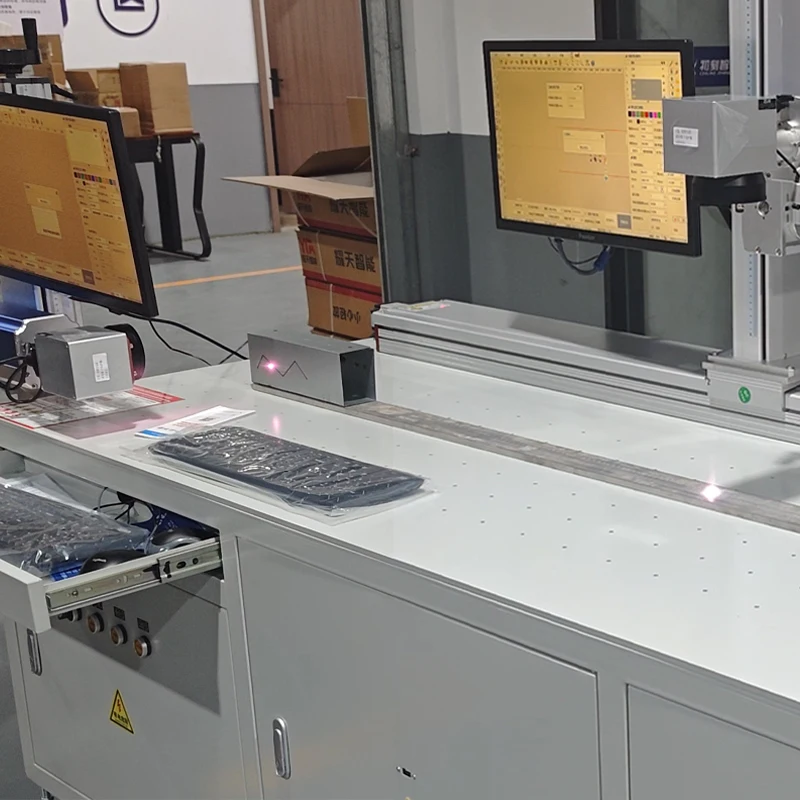Electric vehicle chassis manufacturer with dual MOPA fiber marking machine lithium battery tray 50W 100W