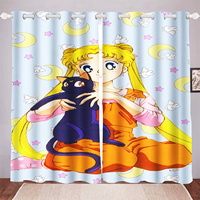 Sailor Moon 100% Polyester Printed Anime Curtains For Living Room Living Room Bedroom Blackout Curtains Home Kitchen
