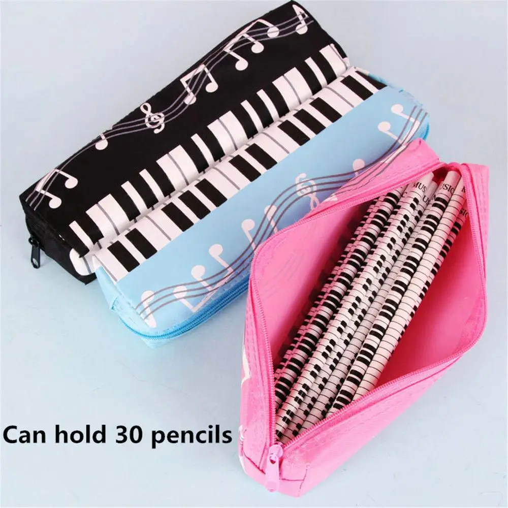 Student Pencil Case Creative Musical Note Piano Pen Bag Square Single Layer Oxford Cloth Stationery Storage Pouch for Girls Boys