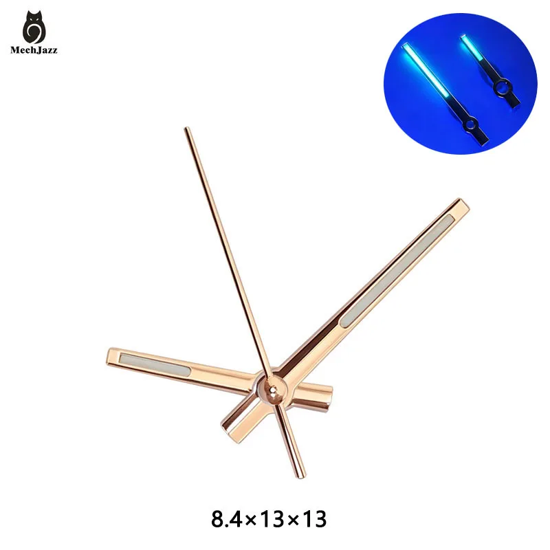 MechJazz Gold Luminous Watch Hands Set 8.4×13×13 Fit 8215 8205 Mechanical Movement Watch Mod Replacement Parts