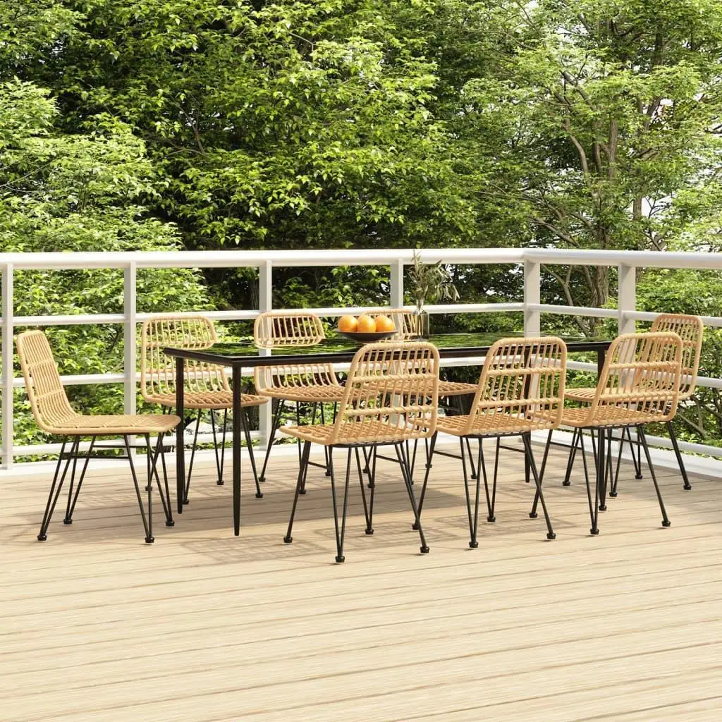 9-Piece Poly Rattan Patio Dining Set for Outdoor Garden & Balcony Furniture