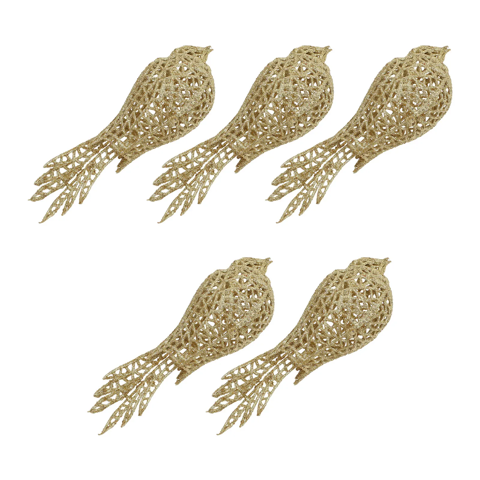 

5 Pcs Bird Decorations Birds Christmas Tree Ornament Ornaments Glitter Powder for