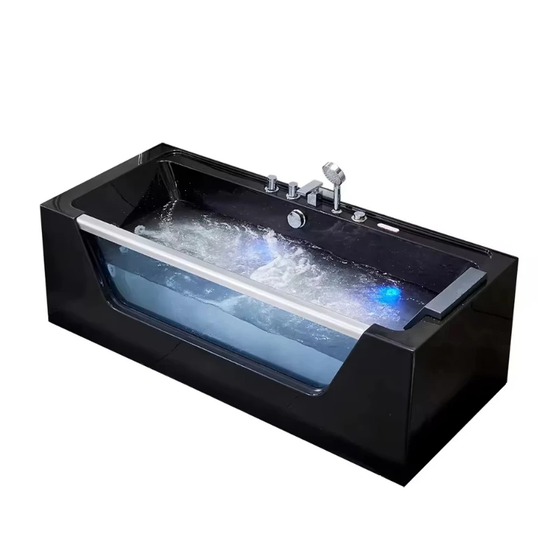 Luxury Black Glass Large Massage Acrylic Jacuzzi Adult Bath