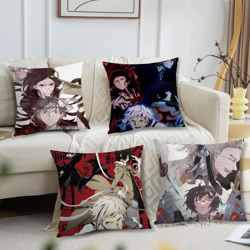 Bungo Stray Dogs Pillow Case For Home Bedroom Room Decoration Living Room Sofa Cushion Cover Suitable