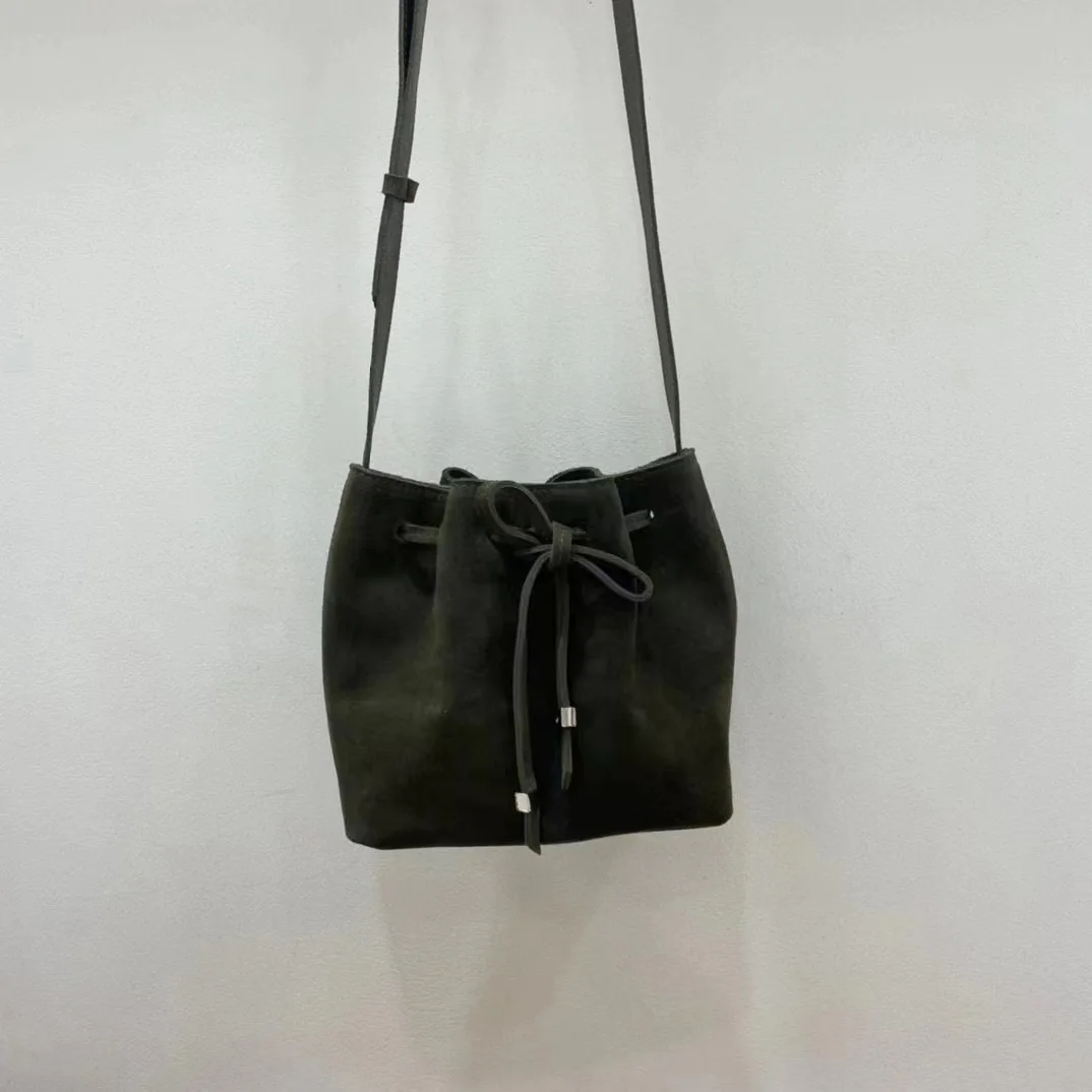 

2023 Autumn/Winter New Frosted Leather Shoulder Bag Women's Bucket Bag Women's Bag Small Crowd Skew Straddle Bag