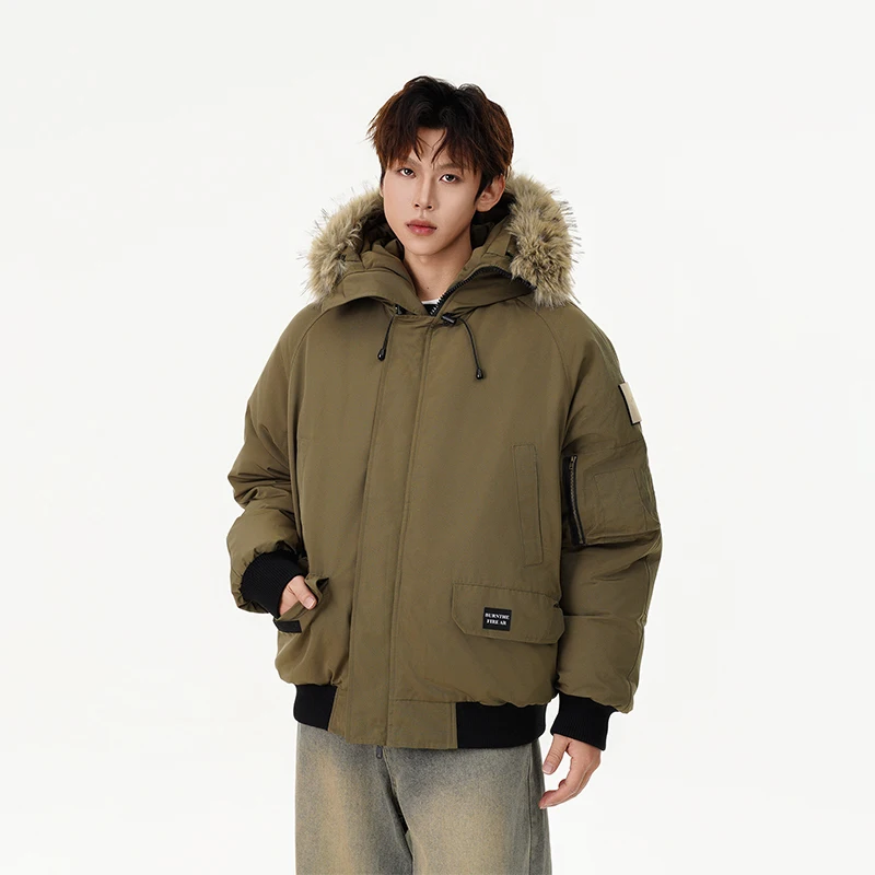 Men Winter Streetwear Loose Casual Fashion Cotton-padded Hooded Parkas Bomber Jacket Women Oversize Thicken Coat Outerwear