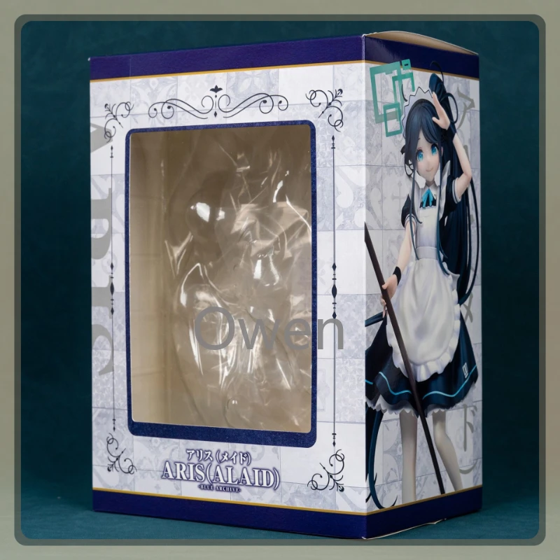 Figura de acción de archivo azul de Anime de 24cm, vestido de sirvienta Tendou Aris, figura bonita y hermosa de niña, modelo de colección de PVC, juguete, regalo de cumpleaños