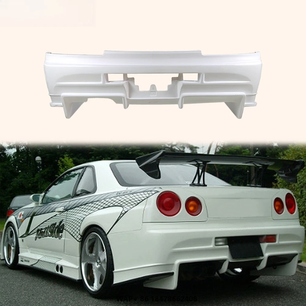 لنيسان سكاي لاين R34 GTT VSGT نمط الألياف الزجاجية غير مصبوغ مجموعات الجسم المصد الخلفي #1