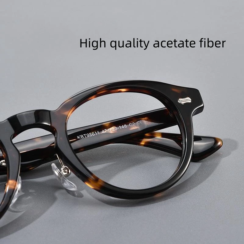 FIRADA 2023 Fashion Transparent Eyewear Women Vintage Acetate fiber Glasses Round Prescription Eyeglasses Frame For Men KBT98611