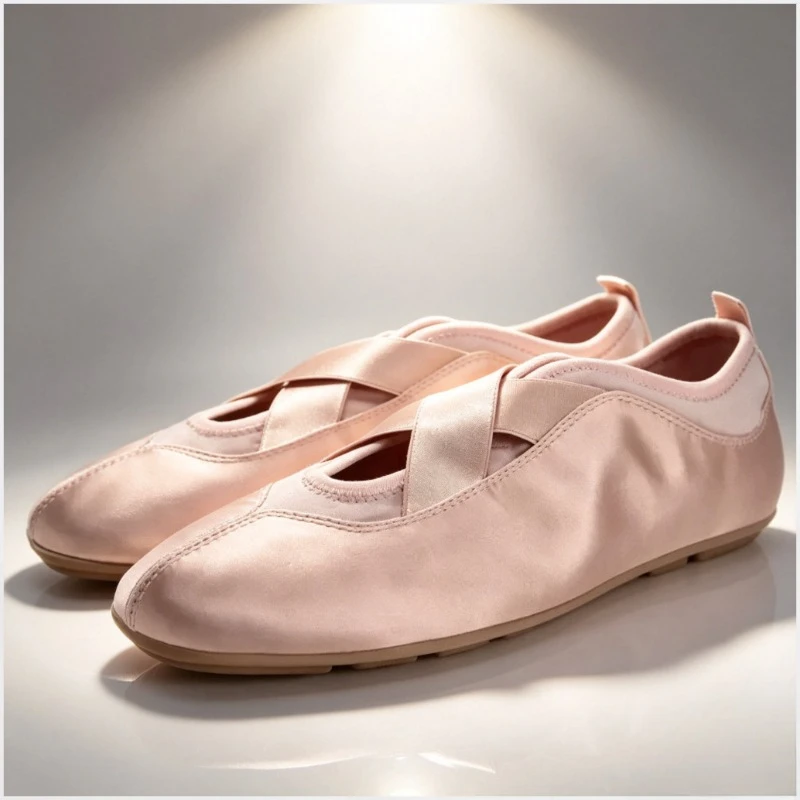 Brand Designer Women's Ballet Flats Round Toe Soft Sole Lightweight Satin 2026 Spring Sweet Dancing Mary Jane Shoes for Ladies