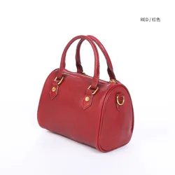 Ladies leather hand-held retro one-shoulder messenger mini Boston Bag