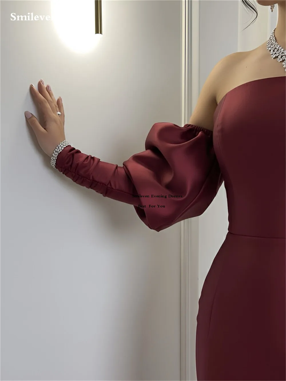 فستان سهرة مثير بدون حمالات من Smileven مع أكمام قابلة للفصل للحفلات الراقصة للنساء فساتين حفلات ماكسي مخصصة